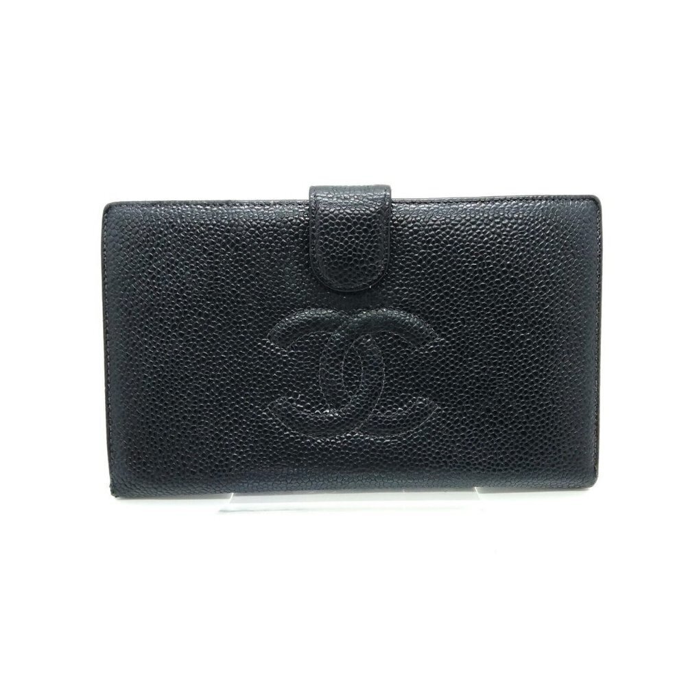 Chanel Long Wallet Black Caviar leather